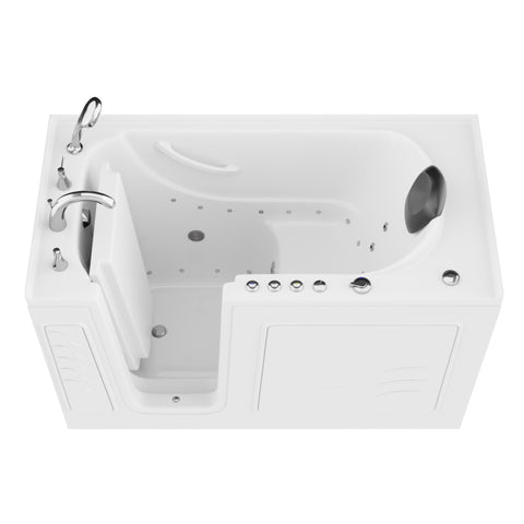 ANZZI 30 in. x 60 in. Left Drain Quick Fill Walk-In Whirlpool and Air Tub with Powered Fast Drain in White