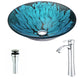 LSAZ046-095 - ANZZI Key Series Deco-Glass Vessel Sink in Lustrous Blue and Black with Harmony Faucet in Chrome