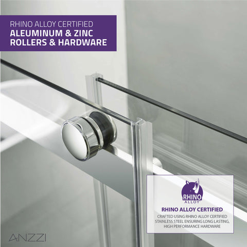 ANZZI Stellar Series 60 in. x 76 in. Frameless Sliding Shower Door with Handle