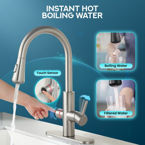 Sunset 4-in-1 Single Handle 17.5 in. Faucet for Instant Hot Water Dispensor with Boiler Tank and Filter