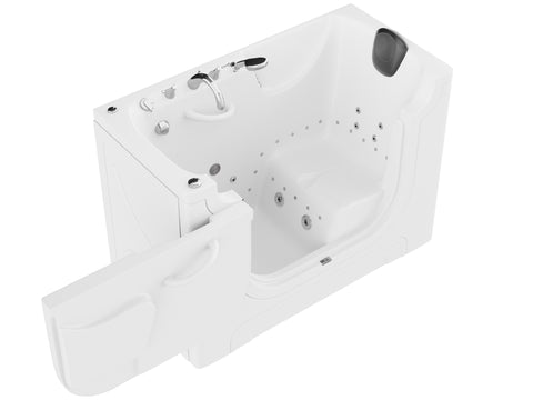 AMZ3060WCALWD - ANZZI 30 in. x 60 in. Left Drain Wheelchair Access Walk-In Whirlpool and Air Tub with Powered Fast Drain in White