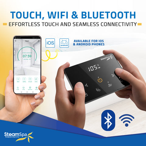 Black Series 9KW Steam Bath Generator with Wireless Remote, BLUETOOTH, WIFI, and Dual Aroma Pump in Brushed Nickel