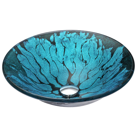 LS-AZ046 - ANZZI Key Series Deco-Glass Vessel Sink in Lustrous Blue and Black