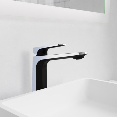 L-AZ904MB-CH - ANZZI Single Handle Single Hole Bathroom Vessel Sink Faucet With Pop-up Drain in Matte Black & Chrome