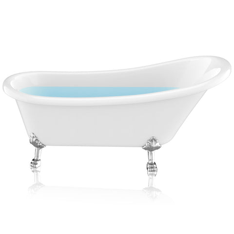 FT-CF131LXFT-CH - ANZZI 67.32” Diamante Slipper-Style Acrylic Claw Foot Tub in White