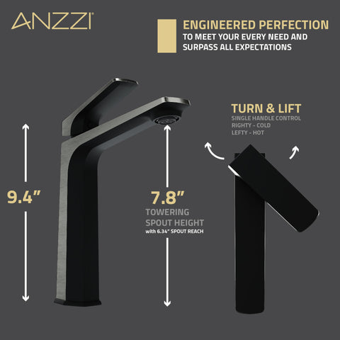 ANZZI Single Handle Single Hole Bathroom Vessel Sink Faucet With Pop-up Drain