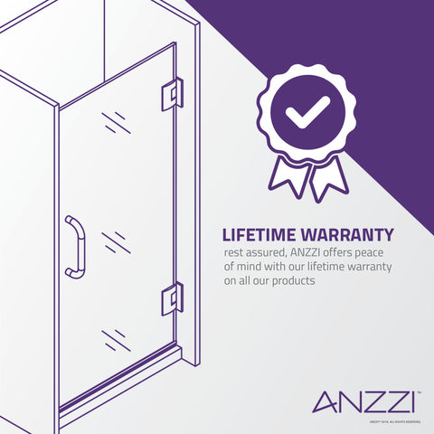 ANZZI Passion Series 24 in. by 72 in. Frameless Hinged shower door with Handle