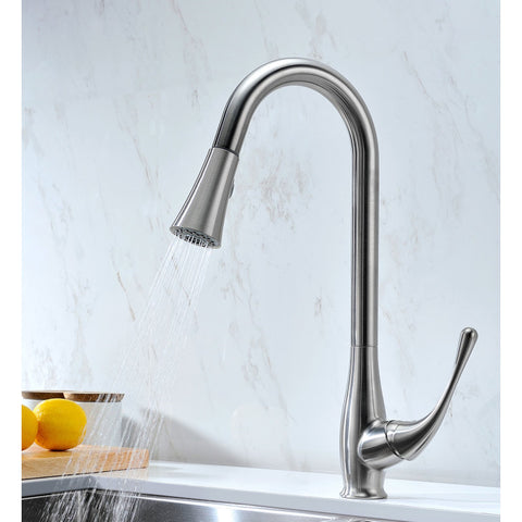 ANZZI VANGUARD Undermount 32 in. Single Bowl Kitchen Sink with Singer Faucet in Brushed Nickel