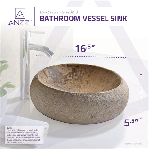 ANZZI Leopards Ash Vessel Sink in Classic Cream Marble