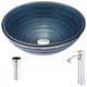 LSAZ042-095 - ANZZI Tempo Series Deco-Glass Vessel Sink in Coiled Blue with Harmony Faucet in Polished Chrome