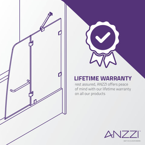 ANZZI Pacific Series 48 in. by 58 in. Frameless Hinged Tub Door