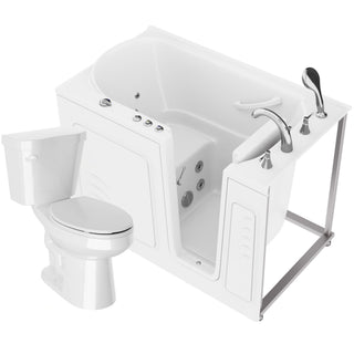 ANZZI 52 in. x 30 in. Right Drain Whirlpool Jetted Bathtub in White with Elongated Toilet and Soft Close Lid