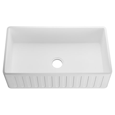 K-AZ226-1A - ANZZI Roine Farmhouse Reversible Apron Front Solid Surface 36 in. Single Basin Kitchen Sink in White