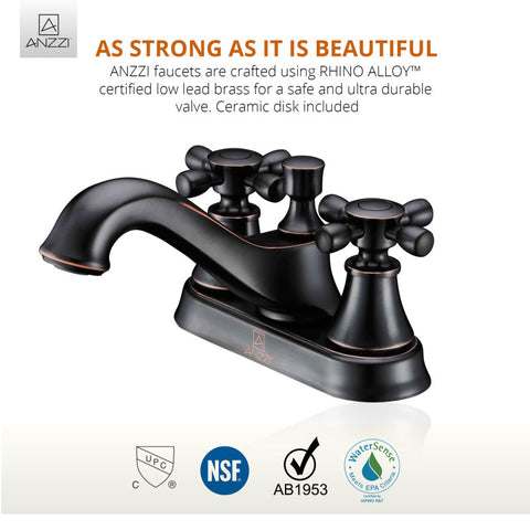 ANZZI Major Series 4 in. Centerset 2-Handle Mid-Arc Bathroom Faucet