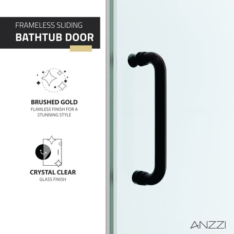 60 in. x 62 in. Frameless Sliding Tub Door in Matte Black