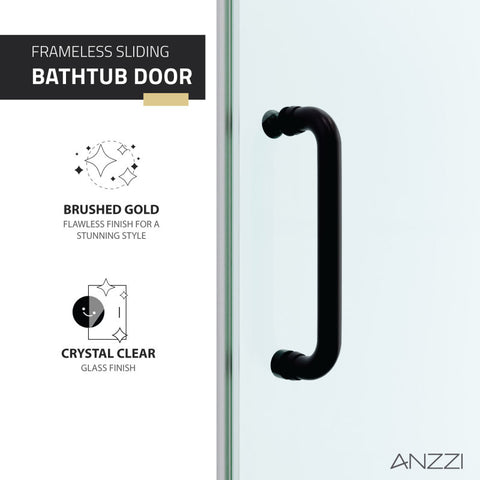 ANZZI Raymore Series 60 in. x 62 in. Frameless Sliding Tub Door