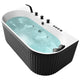 FT-AZ514 - ANZZI 67 in. x 32 in. Flat Bottom Stone Resin Freestanding Whirlpool and Air Bathtub with Center Drain in Black and White