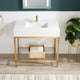 Ventura 36 in. Console Sink in Brushed Gold with Matte White Counter Top