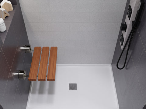 Leisure 20 in. Teak Wall Mounted Folding Shower Seat
