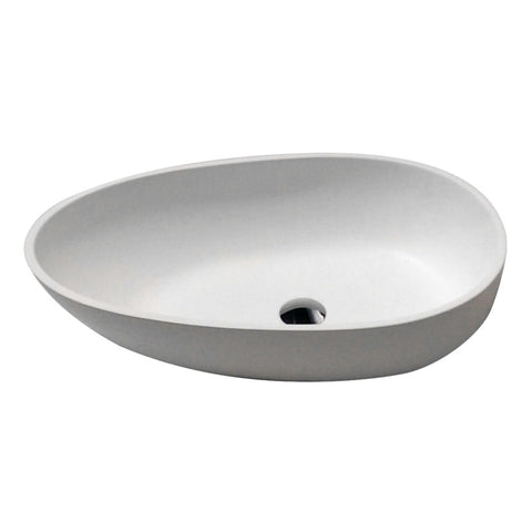 LSAZ606-095B - ANZZI Trident One Piece Solid Surface Vessel Sink in Matte White with Harmony Faucet in Brushed Nickel