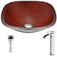 LSAZ066-097 - ANZZI Cansa Series Deco-Glass Vessel Sink in Rich Timber with Key Faucet in Polished Chrome