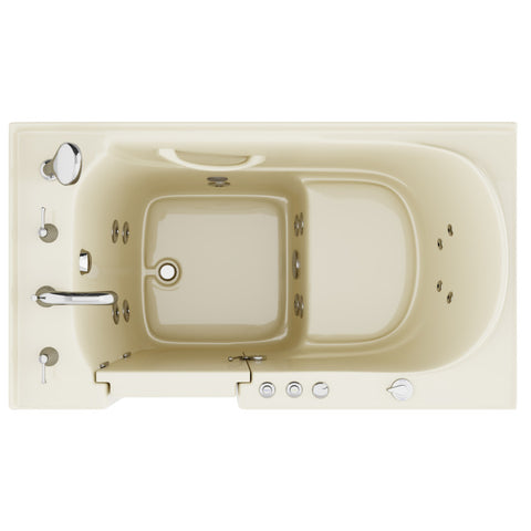 ANZZI Coupe Series 30 in. x 53 in. Left Drain Quick Fill Walk-In Whirlpool Tub with Powered Fast Drain in Biscuit