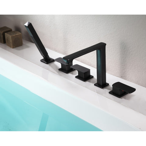 ANZZI Shore 3-Handle Deck-Mount Roman Tub Faucet with Handheld Sprayer