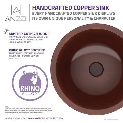 ANZZI Theban 16 in. Handmade Vessel Sink in Polished Antique Copper with Floral Design Exterior