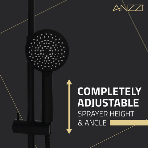 ANZZI Heavy Rainfall Stainless Steel Shower Bar with Hand Sprayer