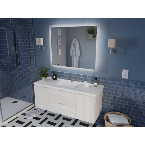 ANZZI 48 in W x 20 in H x 18 in D Bath Vanity with Cultured Marble Vanity Top in White with White Basin & Mirror