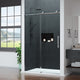 Mountain 48 in Reversible Frameless Sliding Deco-Glass Shower Door with Soft-Close System and Brushed Nickel Finish