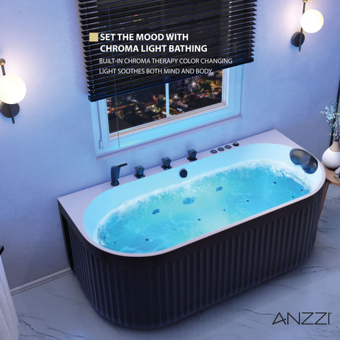 Stone Bell Flatbottom Freestanding Whirlpool and Air Bathtub with Center Drain and Faucet in Various Colors
