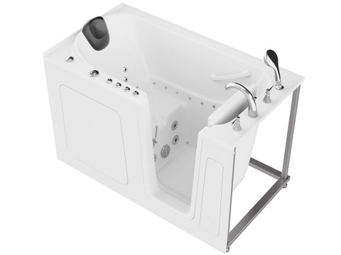 32 in. x 60 in. Right Drain Quick Fill Walk-In Whirlpool and Air Tub with Powered Fast Drain in White