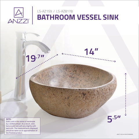 ANZZI Chodola Vessel Sink in Yellow River Stone