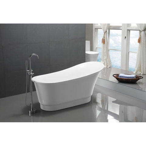 FT-AZ095 - ANZZI Prima 67 in. Acrylic Flatbottom Non-Whirlpool Bathtub in White