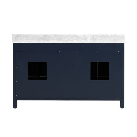 VY-CA006022-NBT - ANZZI Chateau 60 in. W x 22 in. D Bathroom Vanity in Navy Blue with Carrara White Marble Top