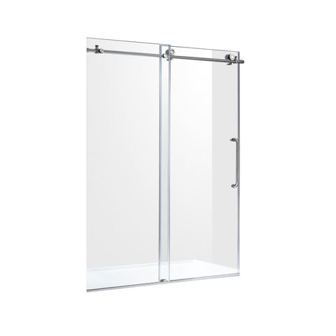 ANZZI Lone Series 60 in. by 76 in. Frameless Sliding Shower Door in Brushed Nickel with Handle