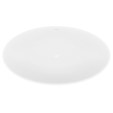 ANZZI Hangiri 5.5 ft. Solid Surface Center Drain Freestanding Bathtub in Matte White