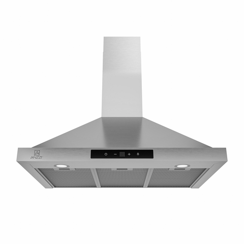 ANZZI 30-Inch 450 CFM 3-Speed Stainless Steel Wall Mount Convertible Pyramid Residential Range Hood with LED Lamp