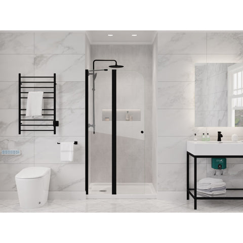 SD-AZ14-01MB - ANZZI Romance 72-in. x 33.5-in. Frameless Swinging Shower Door in Matte Black