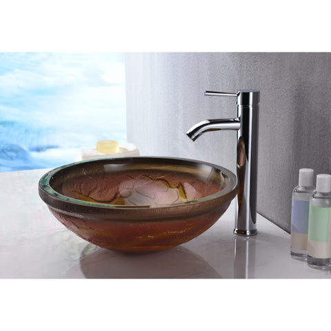 LS-AZ218 - ANZZI Alto Series 17 in. Bathroom Vessel Sink with Scratch-Tough and Stain-Resistant Non-Porous Surface in Brown Glass