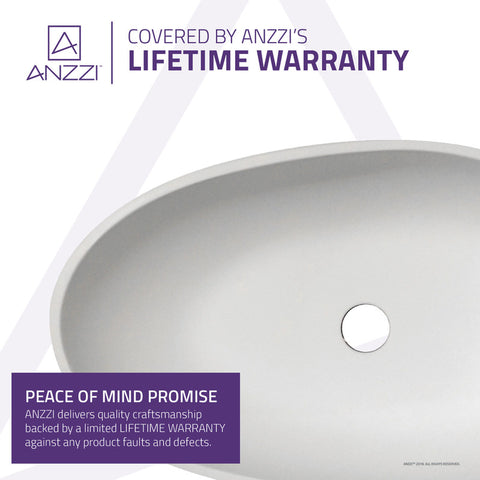 ANZZI Trident One Piece Solid Surface Vessel Sink in Matte White