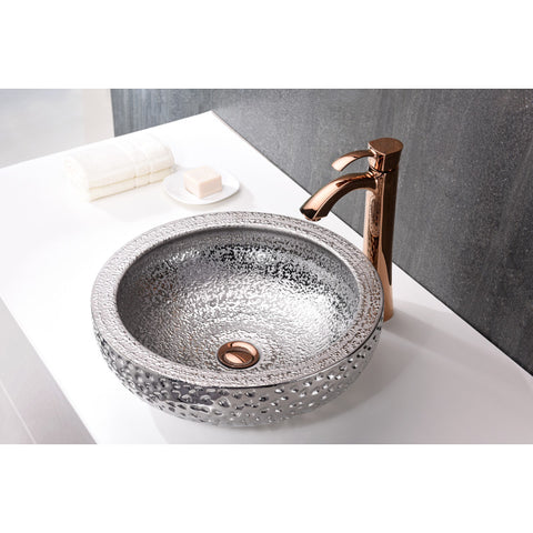 LS-AZ180 - ANZZI Regalia Series Vessel Sink in Speckled Silver