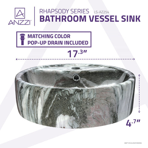 ANZZI Rhapsody Series Ceramic Vessel Sink in Neolith Marble Finish