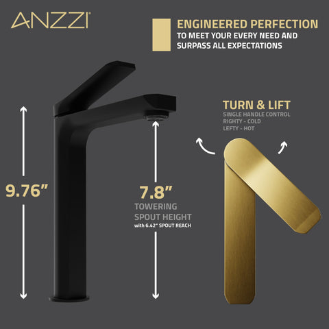 ANZZI Single Handle Single Hole Bathroom Vessel Sink Faucet With Pop-up Drain