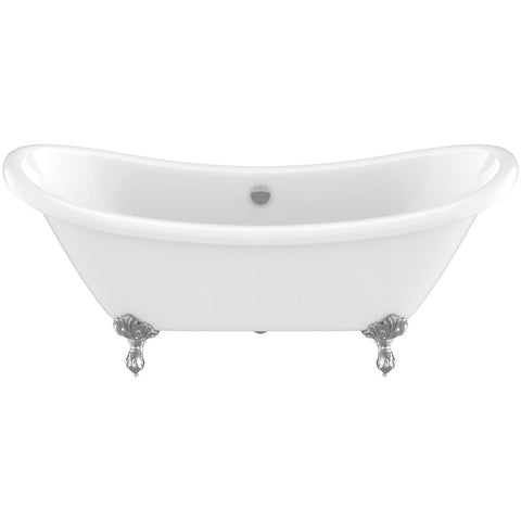 ANZZI 69.29” Belissima Double Slipper Acrylic Claw Foot Tub in White