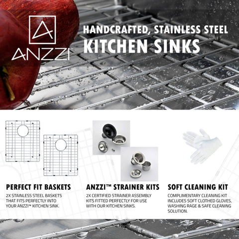 ANZZI VANGUARD Undermount 32 in. Double Bowl Kitchen Sink with Soave Faucet in Oil Bronze