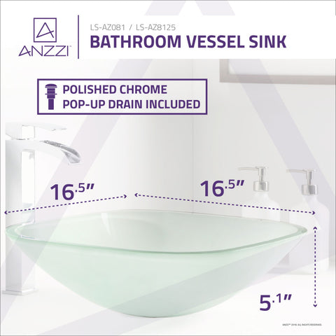 ANZZI Vista Series Deco-Glass Vessel Sink in Lustrous Frosted Finish