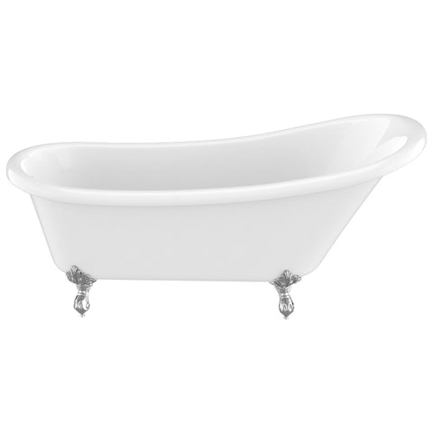 ANZZI 67.32” Diamante Slipper-Style Acrylic Claw Foot Tub in White