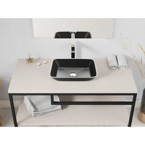 LS-AZ911MB - ANZZI Innovio Rectangle Glass Vessel Bathroom Sink with Matte Black Finish